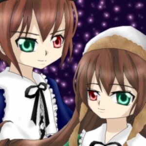 Rating: Safe Score: 0 Tags: 2girls blue_dress brown_hair collar dress green_eyes hat head_scarf heterochromia image long_hair long_sleeves looking_at_viewer multiple_girls pair red_eyes siblings sisters smile souseiseki suiseiseki twins User: admin
