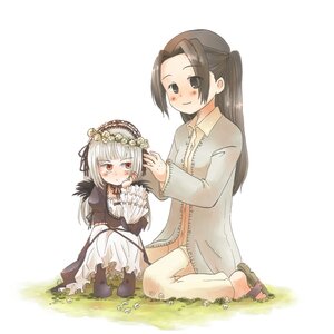 Rating: Safe Score: 0 Tags: 2girls blush brown_hair dress flower grass head_wreath image kakizaki_megu long_hair long_sleeves multiple_girls ponytail sitting smile solo suigintou white_hair User: admin