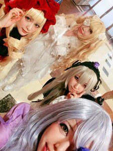 Rating: Safe Score: 0 Tags: 4girls 5girls blonde_hair blue_eyes eyepatch flower hair_ornament lips long_hair looking_at_viewer multiple_cosplay multiple_girls realistic rose shinku smile suigintou tagme User: admin