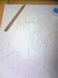 Rating: Safe Score: 0 Tags: 1girl :d dress frills hairband image lolita_fashion lolita_hairband long_hair long_sleeves looking_at_viewer monochrome open_mouth photo simple_background smile solo suigintou traditional_media white_background User: admin