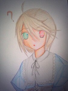 Rating: Safe Score: 0 Tags: 1girl :o heterochromia image looking_at_viewer photo red_eyes short_hair solo souseiseki traditional_media upper_body User: admin