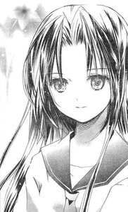 Rating: Safe Score: 0 Tags: 1girl bangs closed_mouth collarbone eyebrows_visible_through_hair greyscale human image kakizaki_megu kita_high_school_uniform long_hair looking_at_viewer monochrome parted_bangs school_uniform serafuku smile solo traditional_media upper_body User: admin