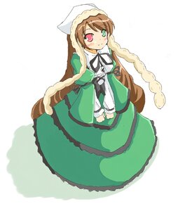Rating: Safe Score: 0 Tags: 1girl black_ribbon blush brown_hair dress frills green_dress green_eyes heterochromia image long_hair long_sleeves looking_at_viewer red_eyes ribbon smile solo suiseiseki very_long_hair white_background User: admin