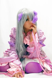 Rating: Safe Score: 0 Tags: 1boy barasuishou blue_eyes dark_skin flower hair_flower hair_ornament long_hair purple_flower purple_rose sitting solo striped User: admin