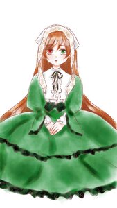 Rating: Safe Score: 0 Tags: 1girl brown_hair dress frills green_dress green_eyes heterochromia image long_hair long_sleeves looking_at_viewer red_eyes simple_background solo suiseiseki very_long_hair white_background User: admin