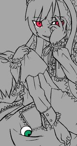 Rating: Safe Score: 0 Tags: 1girl 2girls artist_request costume_switch cracked_skin evil_smile eyeball frills holding image long_hair long_sleeves monochrome multiple_girls red_eyes rozen_maiden short_hair siblings sisters smile solo souseiseki spot_color suiseiseki twins very_long_hair User: admin