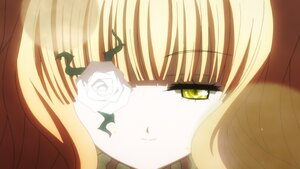 Rating: Safe Score: 0 Tags: 1girl bangs blonde_hair blunt_bangs blush close-up face flower image kirakishou long_hair portrait ribbon rose solo white_flower white_rose yellow_eyes User: admin