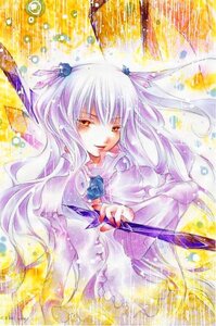 Rating: Safe Score: 0 Tags: 1girl barasuishou dress fire hair_ornament hair_ribbon holding image long_hair long_sleeves looking_at_viewer ribbon smile solo traditional_media two_side_up very_long_hair yellow_eyes User: admin
