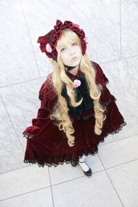 Rating: Safe Score: 0 Tags: 1girl black_footwear blonde_hair blue_eyes bonnet dress flower full_body lolita_fashion long_hair looking_at_viewer mary_janes pantyhose red_dress rose shinku shoes solo standing tile_floor tiles white_legwear User: admin