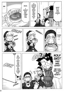 Rating: Safe Score: 0 Tags: 1boy 2girls comic doujinshi doujinshi_#119 eating english_text food greyscale image long_sleeves monochrome multiple multiple_girls smile User: admin