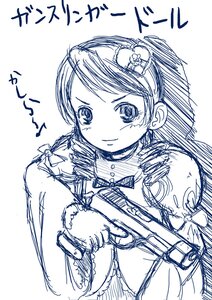 Rating: Safe Score: 0 Tags: 1girl blue_theme gun gunslinger_girl hair_ornament handgun image kanaria military monochrome oekaki parody pistol rifle rozen_maiden sketch smile solo translated weapon white_background User: admin