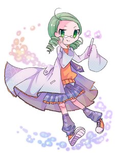 Rating: Safe Score: 0 Tags: 1girl ahoge drill_hair full_body glasses green_eyes green_hair image kanaria labcoat looking_at_viewer shoes skirt smile solo standing twin_drills User: admin