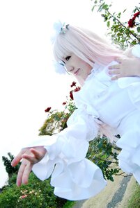 Rating: Safe Score: 0 Tags: 1girl bangs blood dress flower kirakishou lips long_hair solo white_hair User: admin