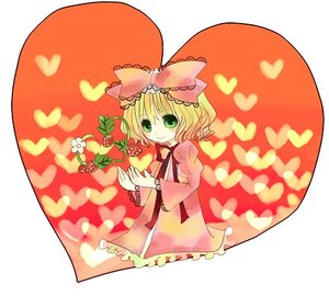 Rating: Safe Score: 0 Tags: 1girl blonde_hair bow dress flower frills green_eyes hair_bow heart hina_ichigo hinaichigo image long_sleeves looking_at_viewer pink_bow pink_dress short_hair smile solo User: admin