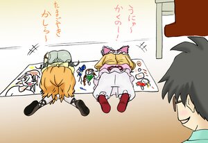 Rating: Safe Score: 0 Tags: black_hair blonde_hair bloomers flandre_scarlet hat hinaichigo image kanaria multiple_girls pair short_hair underwear yakumo_ran yakumo_yukari User: admin