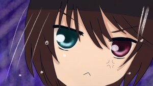 Rating: Safe Score: 0 Tags: 1girl anger_vein bangs brown_hair close-up eyebrows_visible_through_hair face hariruri image looking_at_viewer solo souseiseki umbrella User: admin