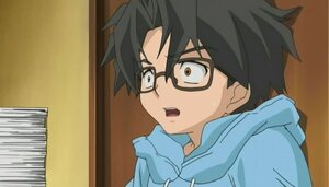 Rating: Safe Score: 0 Tags: 1boy black-framed_eyewear black_hair blue-framed_eyewear brown_eyes close-up glasses hood human open_mouth sakurada_jun screenshot solo upper_body User: admin