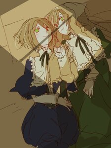 Rating: Safe Score: 0 Tags: 2girls capelet dress green_eyes image long_hair multiple_girls pair short_hair siblings sisters smile souseiseki suiseiseki twins User: admin