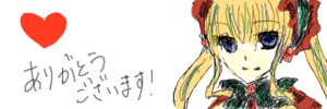 Rating: Safe Score: 0 Tags: 1girl blonde_hair blue_eyes bow bowtie flower green_bow green_neckwear heart image long_hair looking_at_viewer rose shinku sidelocks simple_background smile solo twintails white_background User: admin