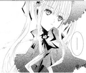 Rating: Safe Score: 0 Tags: ... 1girl blush greyscale image lace long_hair monochrome shinku solo spoken_ellipsis suigintou User: admin