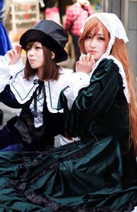 Rating: Safe Score: 0 Tags: 2girls 91076 blurry blurry_background brown_hair depth_of_field dress hat lips long_hair long_sleeves multiple_cosplay multiple_girls outdoors photo short_hair tagme User: admin