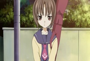 Rating: Safe Score: 0 Tags: 1girl bangs brown_hair bush collarbone human image kashiwaba_tomoe looking_at_viewer outdoors school_uniform screenshot serafuku solo tree upper_body User: admin