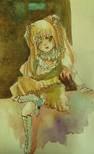 Rating: Safe Score: 0 Tags: 1girl boots cross-laced_footwear dress frills image kirakishou knee_boots long_hair long_sleeves pink_hair solo traditional_media User: admin