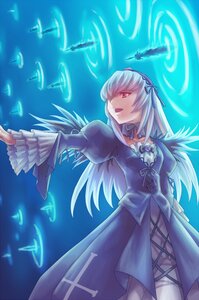 Rating: Safe Score: 0 Tags: 1girl black_wings commentary_request detached_collar dress fate/stay_night fate_(series) feathers frilled_sleeves frills gate_of_babylon_(fate) gothic_lolita hairband image lolita_fashion long_hair long_sleeves orange541 parody pink_eyes puffy_sleeves red_eyes ribbon rozen_maiden silver_hair solo suigintou very_long_hair wings User: admin