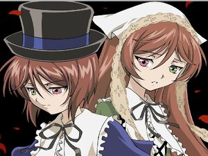 Rating: Safe Score: 0 Tags: 2girls brown_hair dress dual_persona frills green_eyes hat heterochromia image long_hair multiple_girls pair petals red_eyes ribbon short_hair siblings sisters souseiseki suiseiseki top_hat twins User: admin