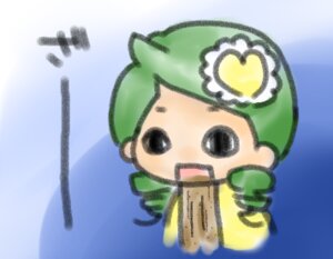 Rating: Safe Score: 0 Tags: black_eyes blush chibi full_body green_hair holding image kanaria looking_at_viewer no_humans sky solo User: admin