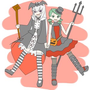 Rating: Safe Score: 0 Tags: 2girls cane cape dress drill_hair green_eyes green_hair hat image kanaria long_hair multiple_girls purple_eyes scythe solo striped_legwear suigintou thighhighs top_hat twin_drills weapon white_hair User: admin