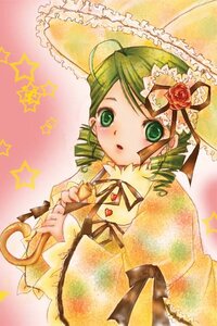 Rating: Safe Score: 0 Tags: 1girl ahoge dress drill_hair flower frills green_eyes green_hair hat image kanaria long_sleeves parasol ribbon rose solo star_(symbol) twin_drills umbrella yellow_dress User: admin