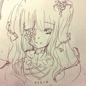 Rating: Safe Score: 0 Tags: 1girl bangs bow eyebrows_visible_through_hair image kirakishou long_hair looking_at_viewer monochrome parted_lips solo traditional_media upper_body User: admin