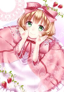 Rating: Safe Score: 0 Tags: 1girl apple blonde_hair blush bow dress flower food frills fruit green_eyes hands_on_own_face hina_ichigo hinaichigo image long_sleeves looking_at_viewer pink_dress ribbon short_hair smile solo strawberry User: admin