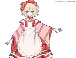 Rating: Safe Score: 0 Tags: 1girl apron artist_name bangs blonde_hair bow frills green_eyes hair_bow hinaichigo image japanese_clothes long_sleeves looking_at_viewer short_hair smile solo wide_sleeves User: admin