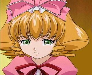 Rating: Safe Score: 0 Tags: 1girl angry blonde_hair bow dress drill_hair frills frown green_eyes hina_ichigo hinaichigo image pink_bow portrait ribbon short_hair simple_background solo tears upper_body User: admin