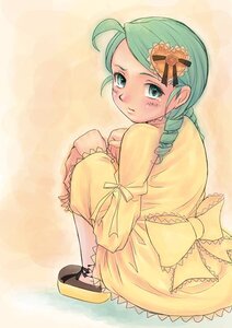 Rating: Safe Score: 0 Tags: 1girl ahoge antenna_hair blush bow dress drill_hair frills full_body green_eyes green_hair hair_ornament image kanaria long_sleeves looking_at_viewer looking_back solo striped twin_drills yellow_dress User: admin