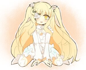 Rating: Safe Score: 0 Tags: 1girl blonde_hair blush bow doll_joints dress eyepatch flower frills hair_flower hair_ornament image kirakishou long_hair long_sleeves rose smile solo two_side_up very_long_hair white_flower white_rose yellow_eyes User: admin