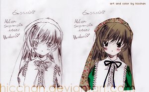 Rating: Safe Score: 0 Tags: 1girl :o auto_tagged blush brown_hair dress english_text image long_hair looking_at_viewer multiple_views ribbon solo suiseiseki User: admin