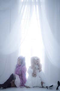 Rating: Safe Score: 0 Tags: 2girls backlighting bangs boots closed_eyes closed_mouth dress frills hair_ornament indoors long_hair long_sleeves multiple_cosplay multiple_girls silver_hair sitting striped tagme thighhighs very_long_hair white_hair window User: admin
