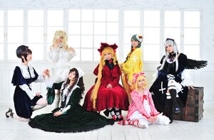 Rating: Safe Score: 0 Tags: 6+girls angel_wings black_hair black_wings blonde_hair bow dress eyepatch feathered_wings feathers hair_bow hat long_hair multiple_cosplay multiple_girls pantyhose shinku short_hair silver_hair sitting smile suigintou tagme window wings User: admin