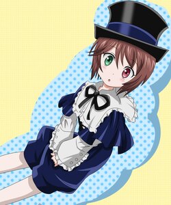 Rating: Safe Score: 3 Tags: 1girl :o bangs blue_dress blush brown_hair commentary_request dress frills green_eyes halftone halftone_background hat heterochromia image long_sleeves looking_at_viewer pantyhose polka_dot polka_dot_background polka_dot_dress polka_dot_panties red_eyes ribbon rozen_maiden short_hair solo souseiseki takumi_(rozen_garten) top_hat User: admin