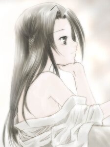 Rating: Safe Score: 0 Tags: 1girl bare_shoulders chin_rest human image kakizaki_megu long_hair long_sleeves monochrome off_shoulder profile shirt solo upper_body User: admin