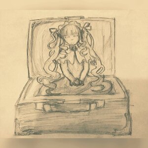 Rating: Safe Score: 0 Tags: 1girl auto_tagged dress gloves image long_hair monochrome shinku solo traditional_media twintails very_long_hair User: admin