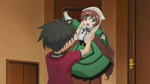 Rating: Safe Score: 0 Tags: 1boy 1girl :o black_hair brown_hair dress green_dress green_eyes head_scarf heterochromia image long_hair long_sleeves open_mouth red_eyes ribbon solo suiseiseki very_long_hair User: admin