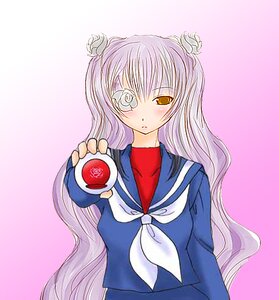 Rating: Safe Score: 0 Tags: 1girl blush eyepatch hair_ornament image kirakishou long_hair long_sleeves looking_at_viewer pink_background purple_hair school_uniform serafuku solo upper_body very_long_hair yellow_eyes User: admin