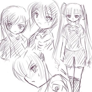 Rating: Safe Score: 0 Tags: 1girl blush close-up greyscale hair_ribbon image long_hair monochrome multiple school_uniform sketch tagme twintails User: admin