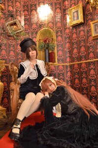 Rating: Safe Score: 0 Tags: 2girls black_dress blonde_hair brown_hair couch dress flower hat long_hair multiple_cosplay multiple_girls painting_(object) rose shoes short_hair sitting tagme very_long_hair User: admin