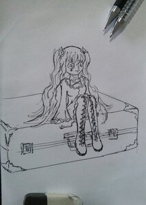 Rating: Safe Score: 0 Tags: 1girl boots cross-laced_footwear greyscale hair_ornament image kirakishou lace-up_boots long_hair looking_at_viewer monochrome photo sitting smile solo traditional_media User: admin