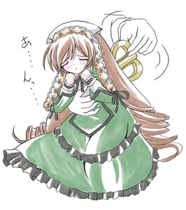 Rating: Safe Score: 0 Tags: 1girl auto_tagged blush brown_hair closed_eyes dress drill_hair flower frills green_dress hat head_scarf image imai_kazunari key long_hair long_sleeves ringlets rozen_maiden simple_background solo suiseiseki uncommon_stimulation very_long_hair white_background winding_key User: admin